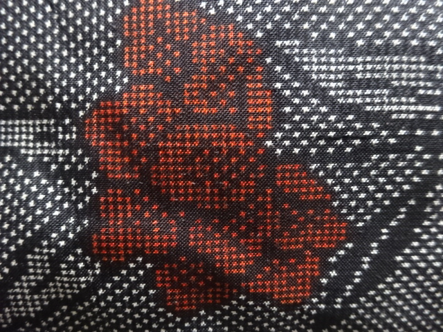 JAPANESE KIMONO / ANTIQUE KIMONO / SILK / DORO OSHIMA TSUMUGI / WOVEN BRANCH FLOWER / 5MARUKI